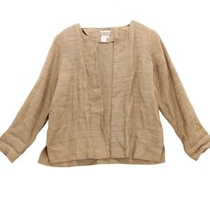Coldwater Creek Women's Beige Linen Blend Open‎ Front Textured Jacket Size S